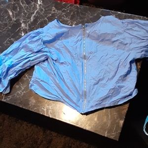 A large denim half a shirt